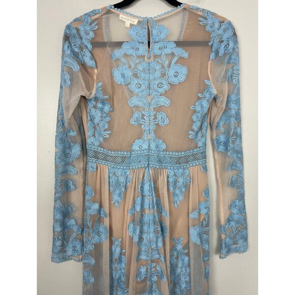 For Love And Lemons Sheer Blue and Tan Maxi Dress - Picture 12 of 13